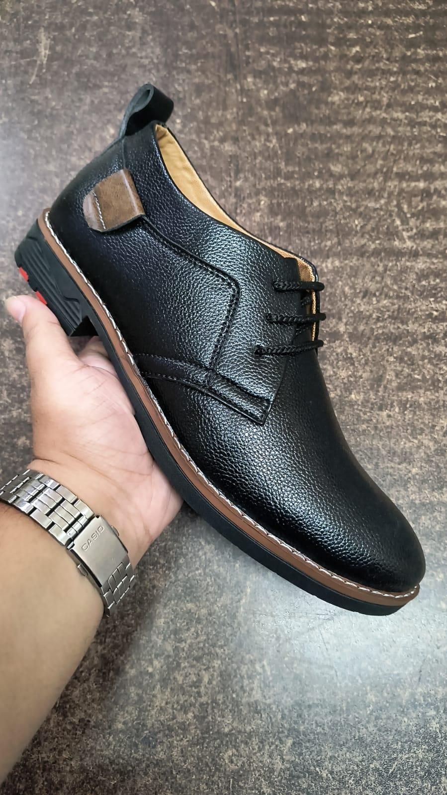 Men’s Black Derby Lace-Up Casual Shoes | Stylish Synthetic Leather