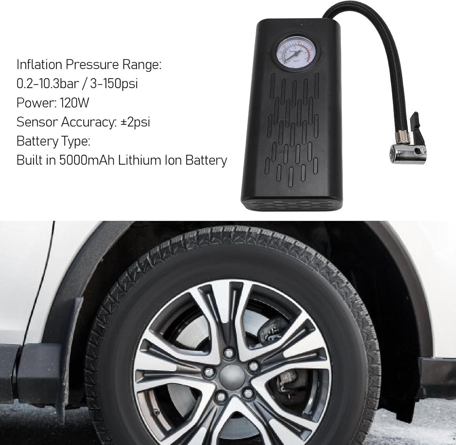 Portable Air Compressor Tire Inflator – Automatic Battery Powered Car & Bike Tyre Pump | Fast Inflation, Compact & Lightweight (440g)