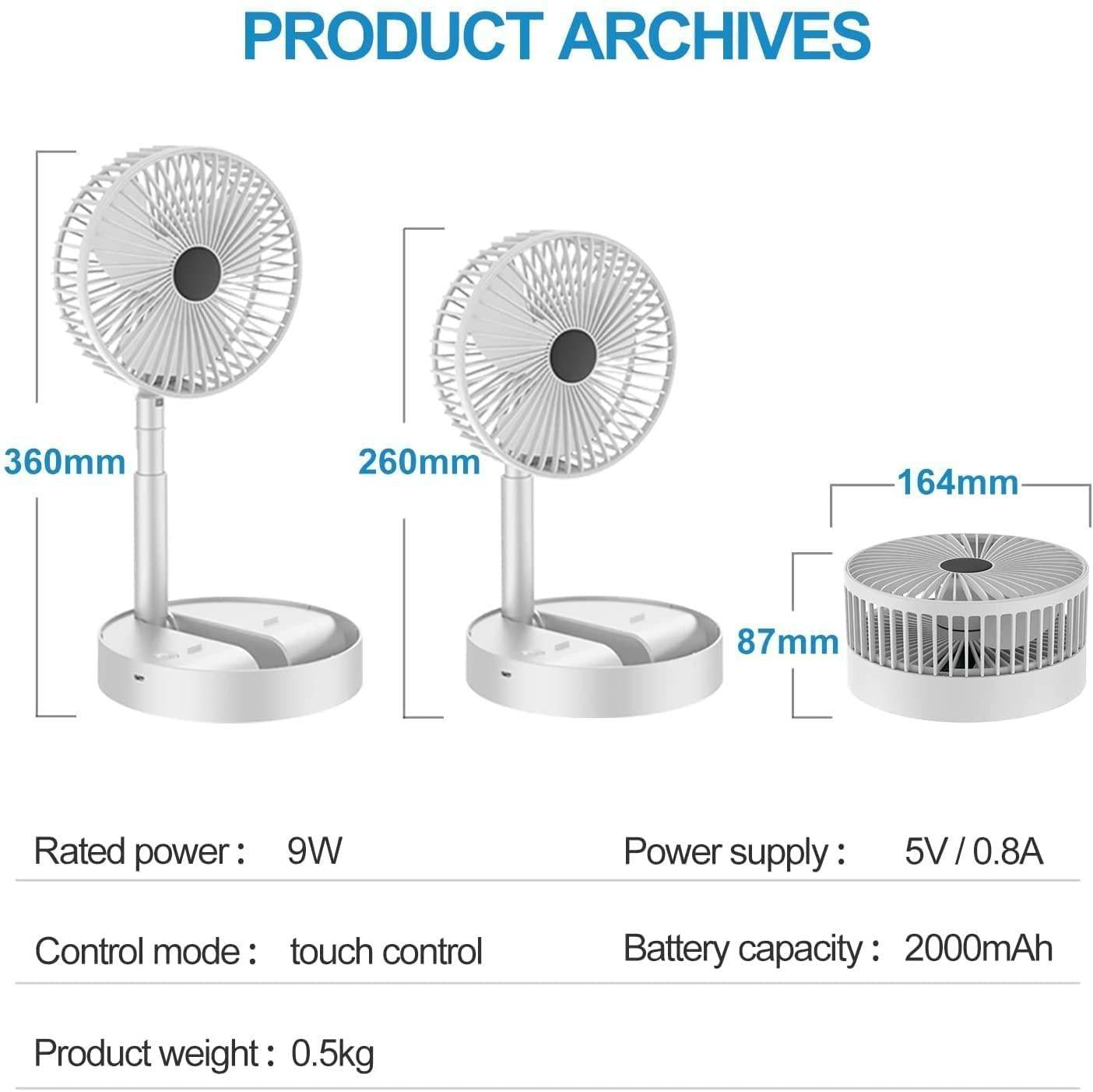Powerful Rechargeable High Speed Table Desk Fan | Portable & Lightweight Cooling Fan for Home & Office
