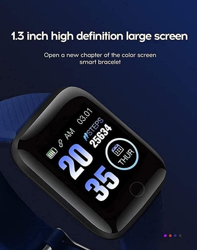 ID116 Plus Smart Bracelet Fitness Tracker Smartwatch | Heart Rate, Blood Pressure, Step & Sleep Monitor | Color Display, Bluetooth, USB Charging | For Men & Women