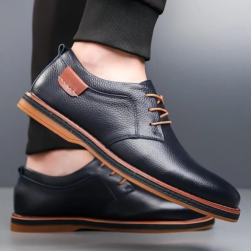 Men’s Black Derby Lace-Up Casual Shoes | Stylish Synthetic Leather