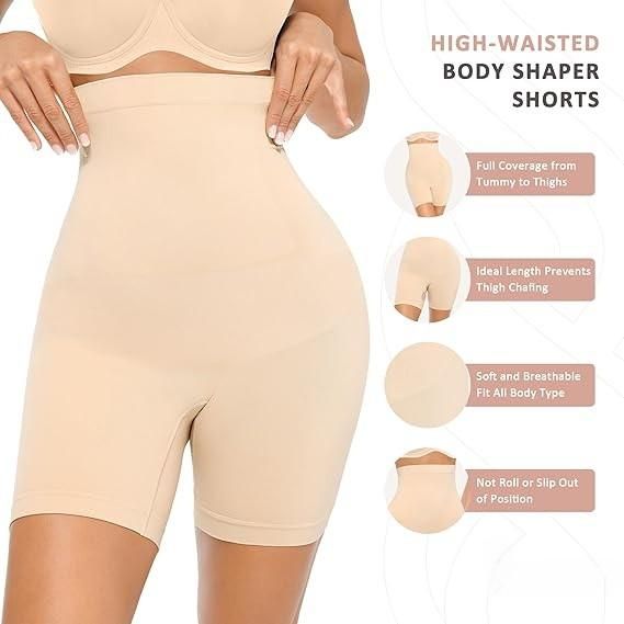 4-in-1 Women’s Slim Shape Wear – Quick Tummy, Back, Thigh & Hip Shaper, Seamless Tummy Tucker, Black, S-XXL