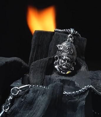 Khatu Shyam Maharaj Silver Pendant with Chain for Men | Stainless Steel Religious Locket | Devotional Jewelry – eMarket India