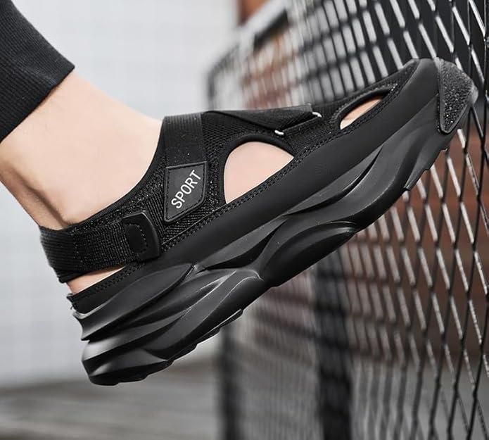 Men's Breathable Closed Toe Casual Sandals | Comfortable Synthetic Outdoor Slip-Resistant Rubber Sole Footwear