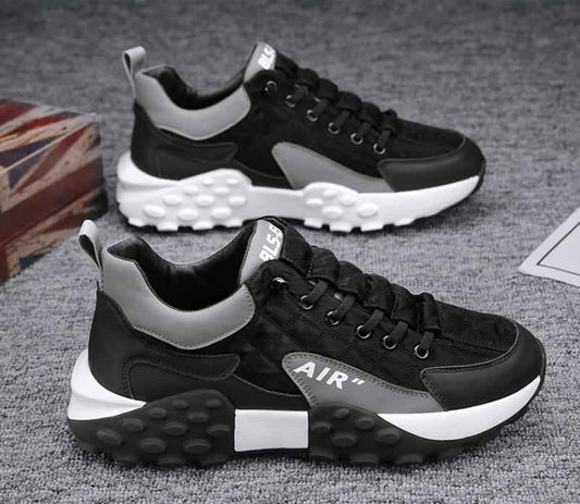 Men's Black Thick Base Sneakers - Chunky Sole Casual Shoes