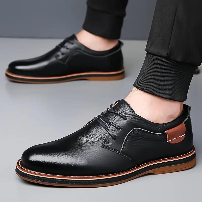 Men’s Black Derby Lace-Up Casual Shoes | Stylish Synthetic Leather