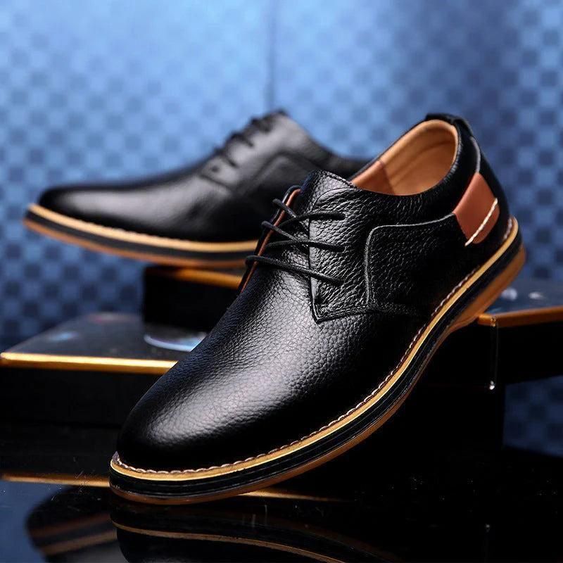 Men’s Black Derby Lace-Up Casual Shoes | Stylish Synthetic Leather