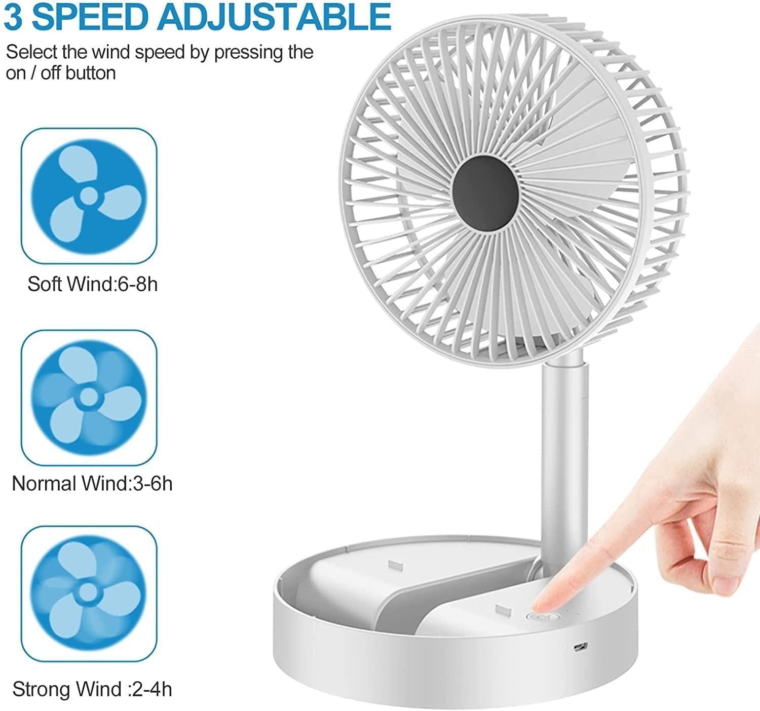 Powerful Rechargeable High Speed Table Desk Fan | Portable & Lightweight Cooling Fan for Home & Office
