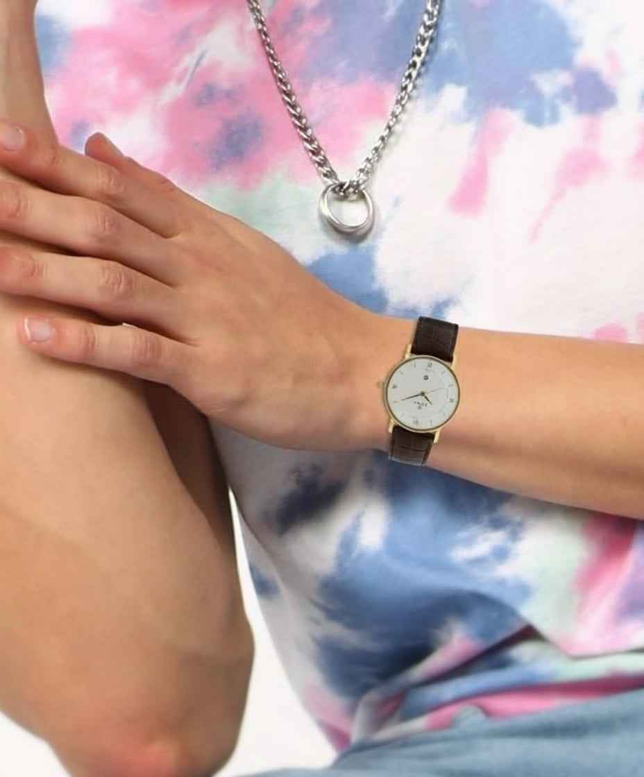 Premium Stainless Steel Watch - Brown Dial Men's Analog Timepiece