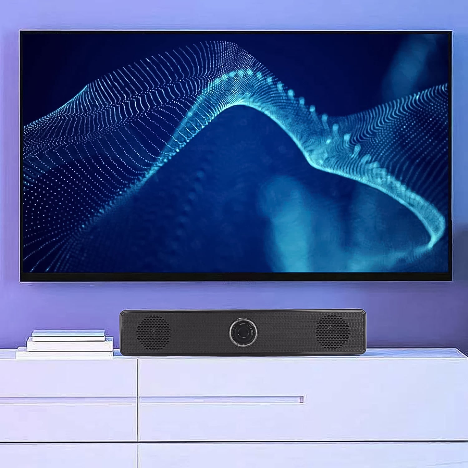 Desktop USB-Powered Computer Speaker – Wired Soundbar with Dial Volume Control for PC, Laptop & TV