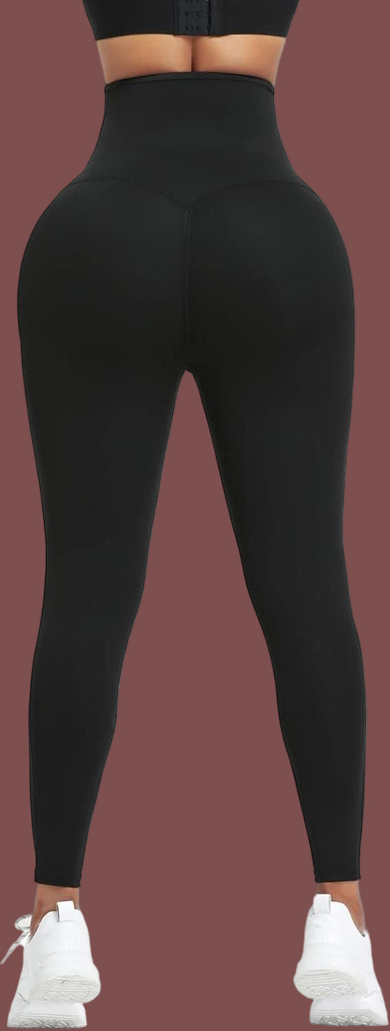 Black leggings worn by a person, with a focus on the back view.
