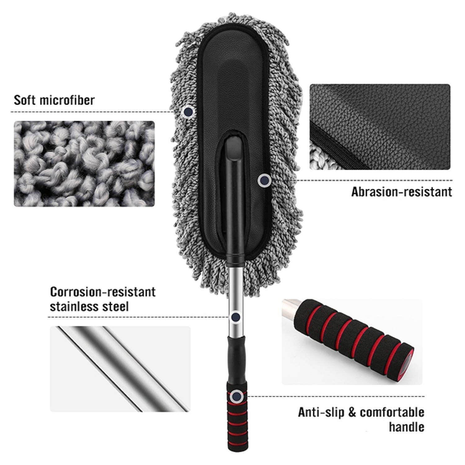 Microfiber Car Duster | Extendable Long Handle for Scratch-Free Car, RV, & Boat Cleaning