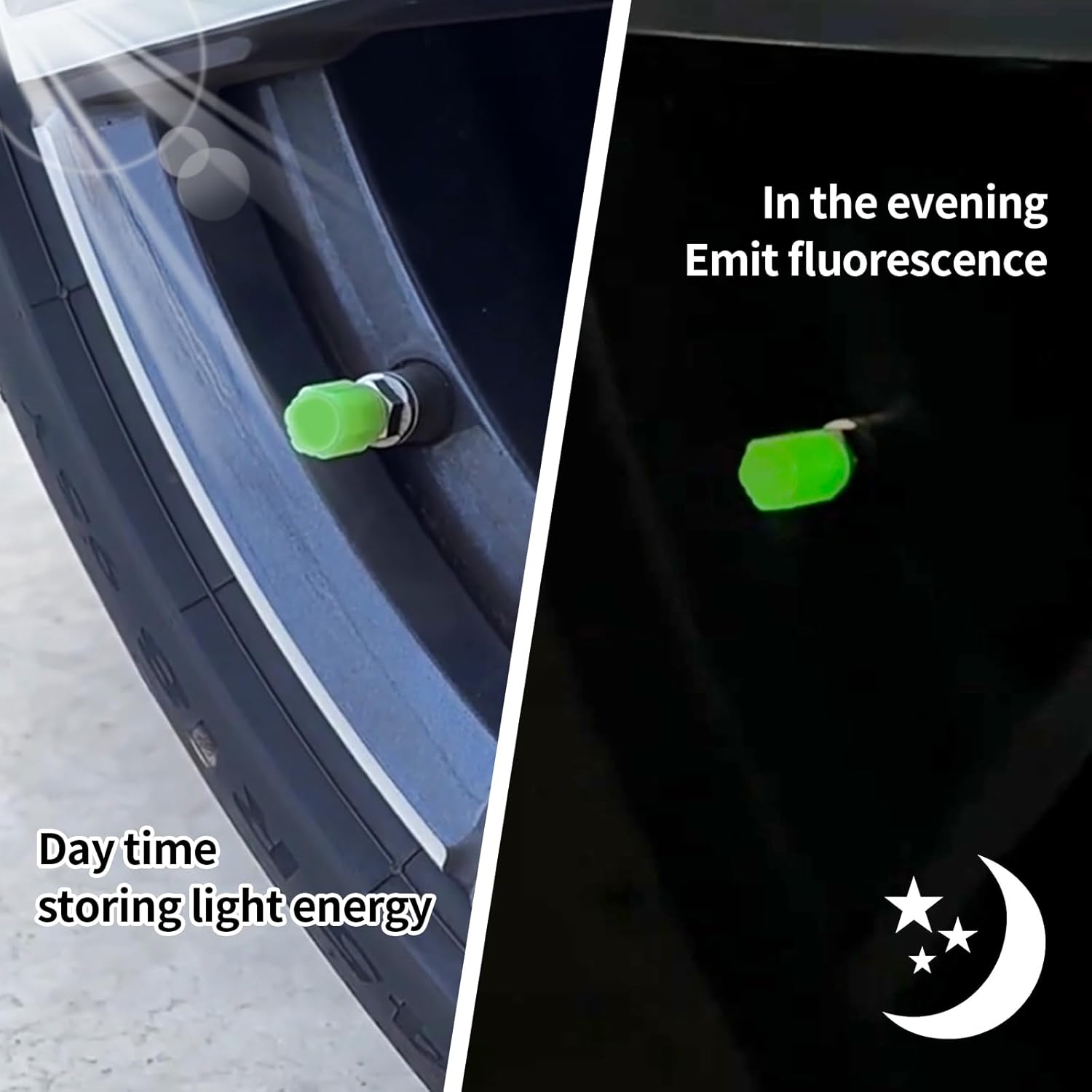 Luminous Tire Valve Caps (100-Pack) | Glow-in-the-Dark Car Air Stem Covers | Universal Decoration Accessories for Cars, Bikes, Trucks & SUVs