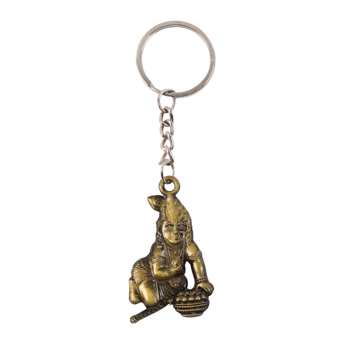 Premium Antique-gold Metal Bal Krishna Makhan Chor Keychain (1 Pc)