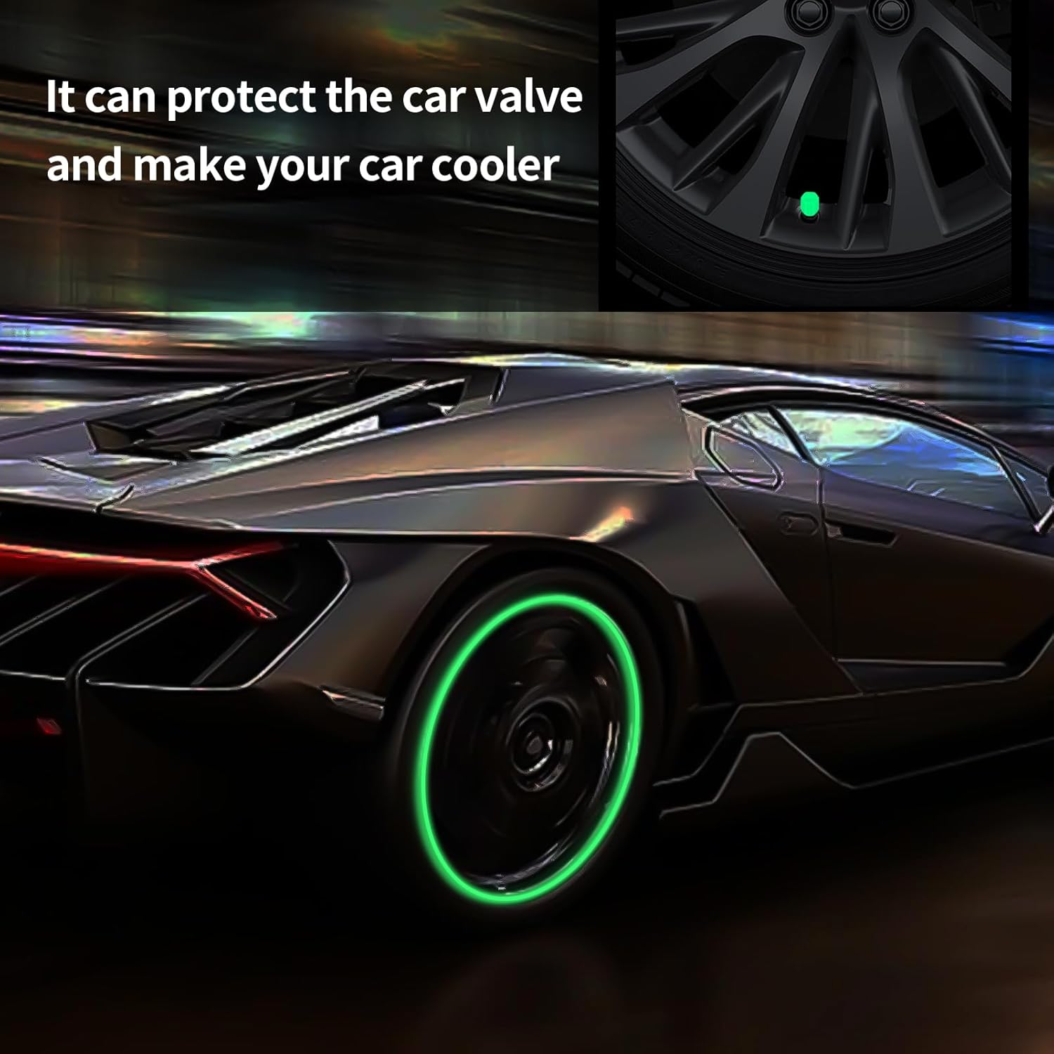 Luminous Tire Valve Caps (100-Pack) | Glow-in-the-Dark Car Air Stem Covers | Universal Decoration Accessories for Cars, Bikes, Trucks & SUVs