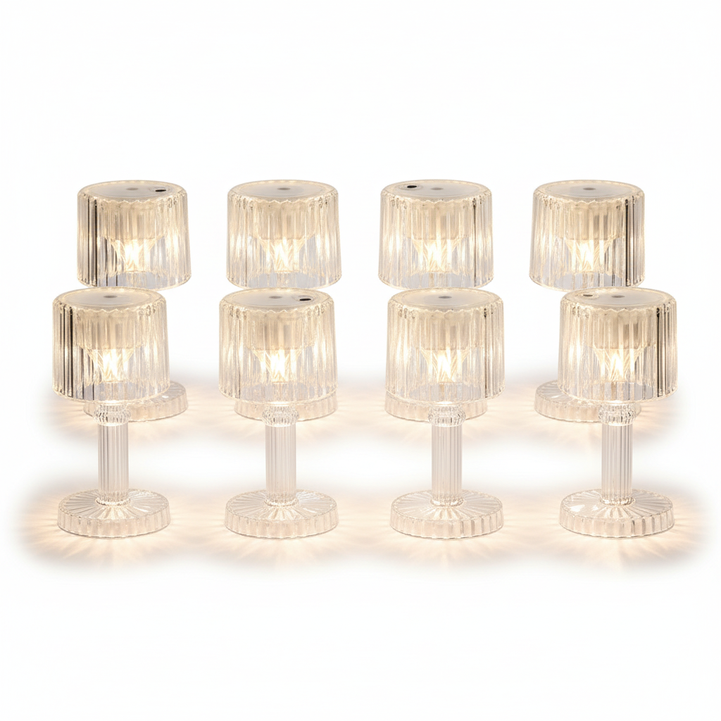 LED Crystal-Effect Table Lamps - Set of 6 Ambient Lighting Decor