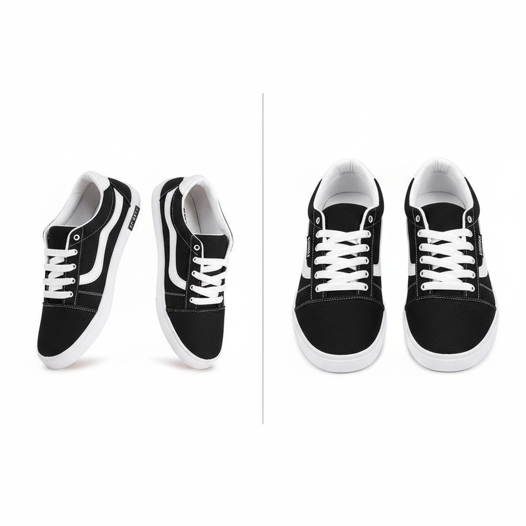 Men's Black & White Casual Shoes - Comfortable Everyday Sneakers Size 6