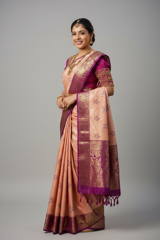 Pink Jacquard Saree for Women - Elegant 6.3m Traditional Wear