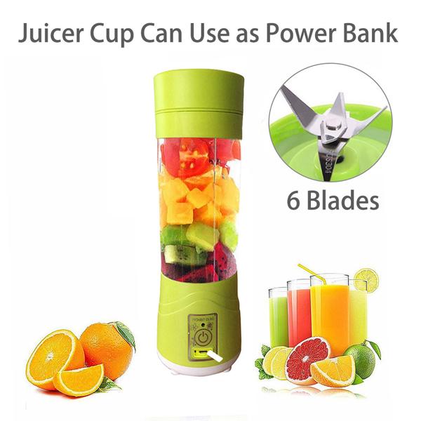 Portable USB Rechargeable Juicer Blender - 6 Blade Electric Protein Shaker for Fresh Smoothies On-the-Go