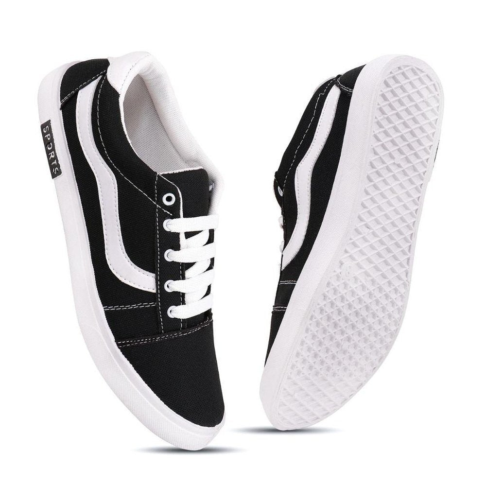 Men's Black & White Casual Shoes - Comfortable Everyday Sneakers Size 6