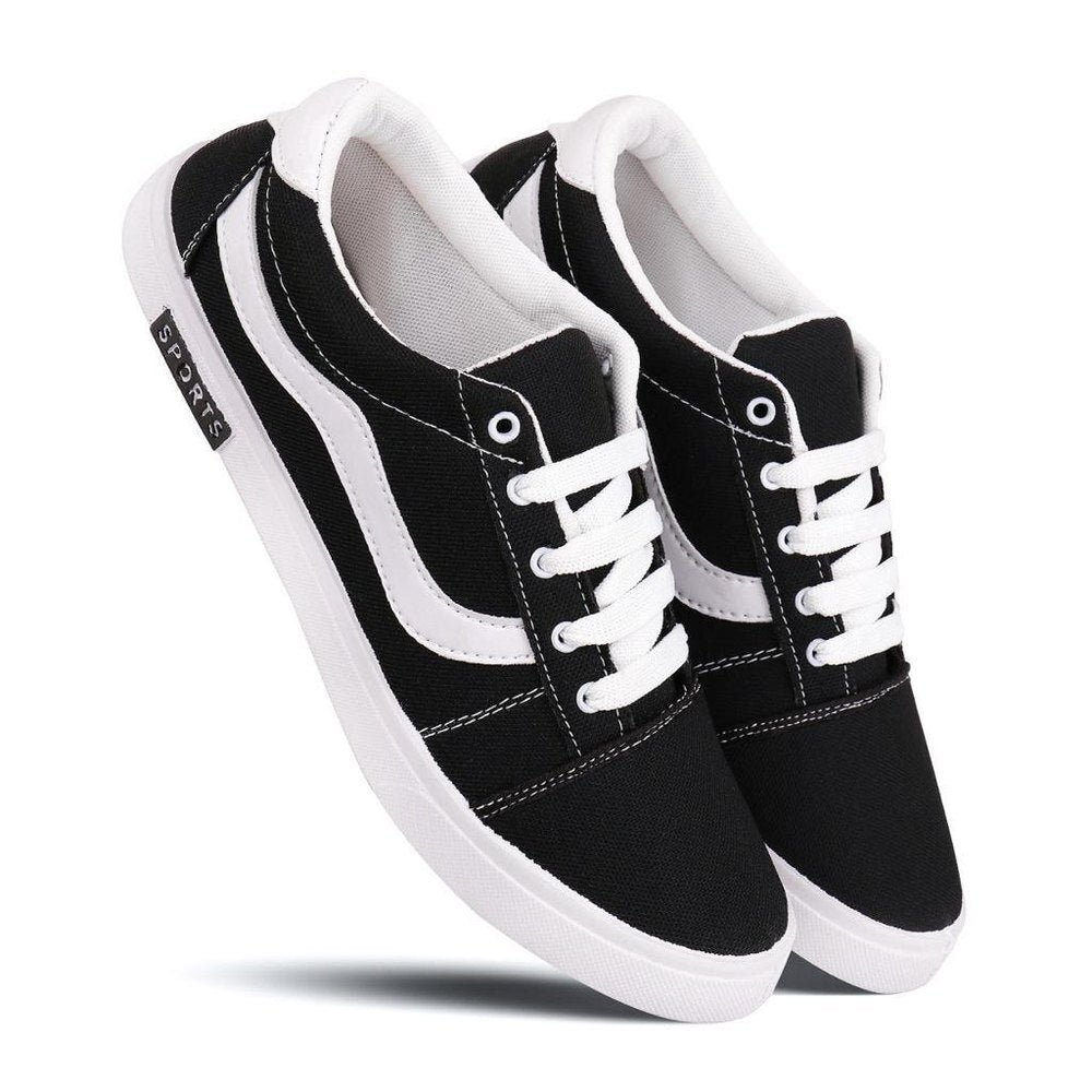 Men's Black & White Casual Shoes - Comfortable Everyday Sneakers Size 6