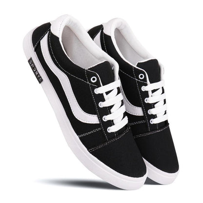 Men's Black & White Casual Shoes - Comfortable Everyday Sneakers Size 6