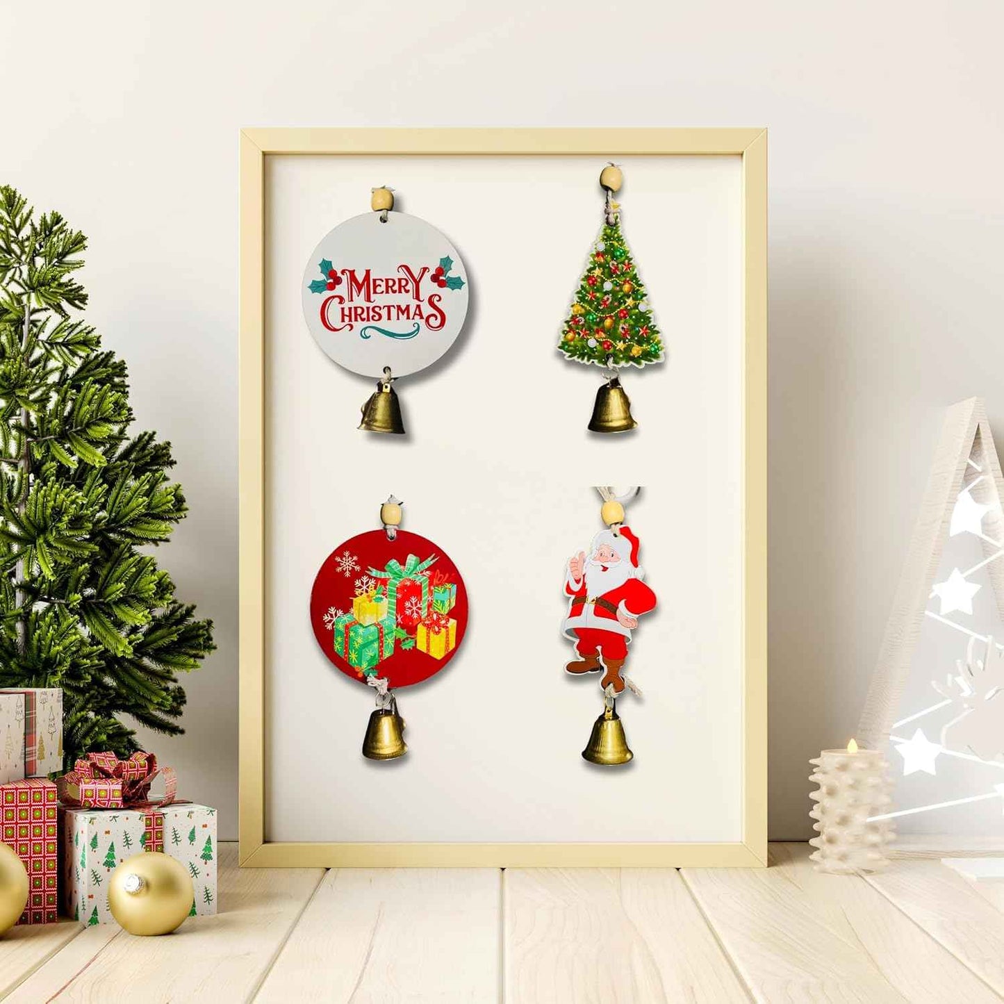 4 Pcs Christmas Decorative Wall Hanging Set - Festive Home Decor