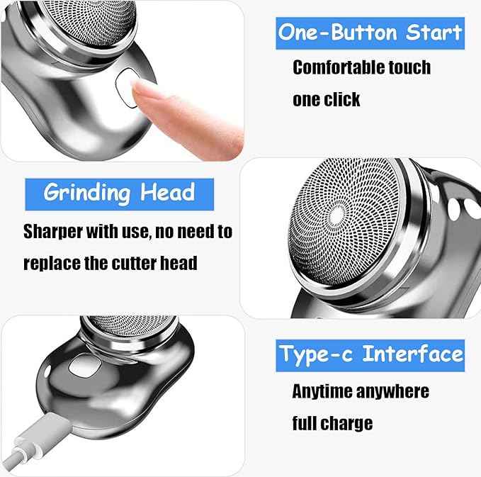Mini Portable Electric Shaver for Men - Wet & Dry Rechargeable Travel Razor