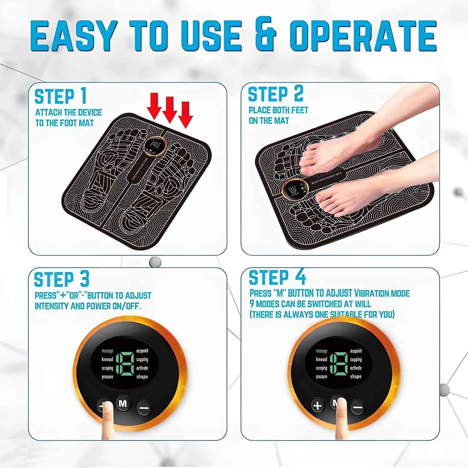 Wireless Electric EMS Foot Massager - Pain Relief Massage Machine