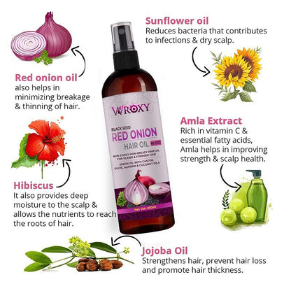 Wroxy Onion Black Seed Hair Oil Controls Hair Fall (Pack of 3)
