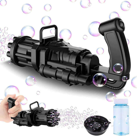 8-Hole Automatic Gatling Bubble Gun - Battery Operated Bubble Maker for Kids