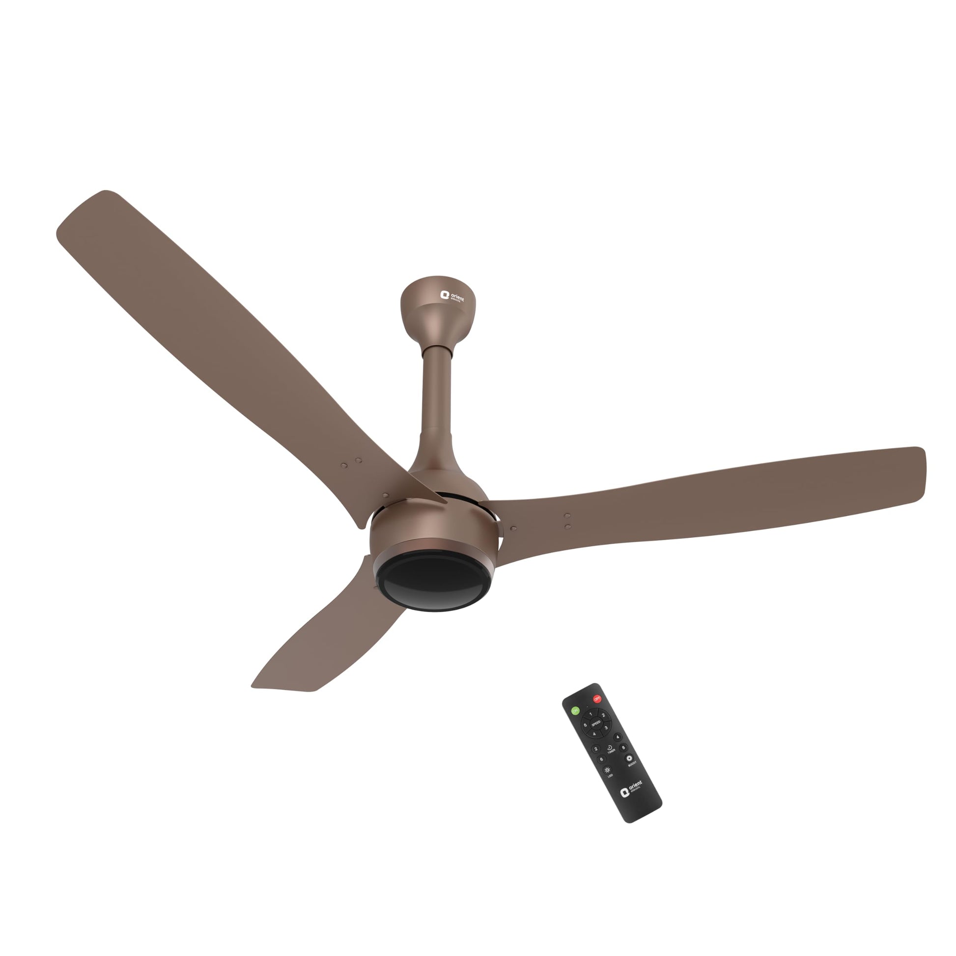 Orient Electric Newly Launched 1200 mm Aeon BLDC PRO,BEE 5-star rated, Anti-Dust Designer Ceiling fan with Remote & 5 yrs Warranty by Orient, Boost mode for High Air Delivery - Pixel White Tangerine Brown Aeon 1200 mm