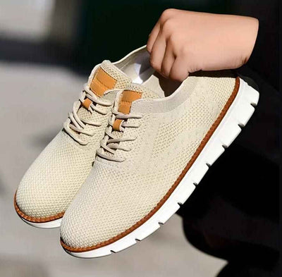 Men's Tan Mesh Casual Shoes - Lightweight Breathable Sneakers