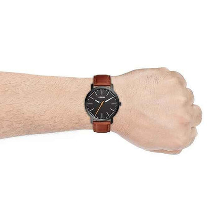 Fossil City K2G226G6 Rose Gold Analog Watch - Brown Leather Strap Unisex Timepiece