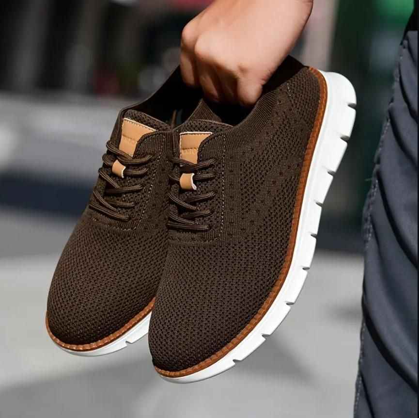 Men's Brown Mesh Casual Shoes - Lightweight Breathable Sneakers