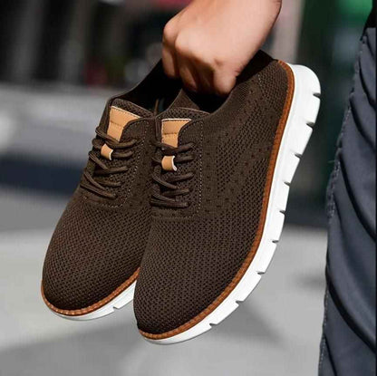 Men's Brown Mesh Casual Shoes - Lightweight Breathable Sneakers
