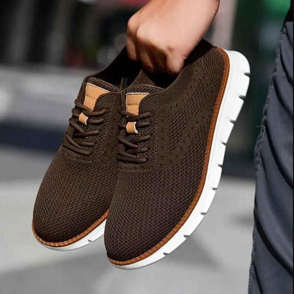 Men's Brown Mesh Casual Shoes - Lightweight Breathable Sneakers