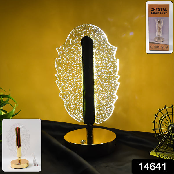 Elegant Feather Shape Crystal LED Table Lamp - Luxury Decorative Lighting