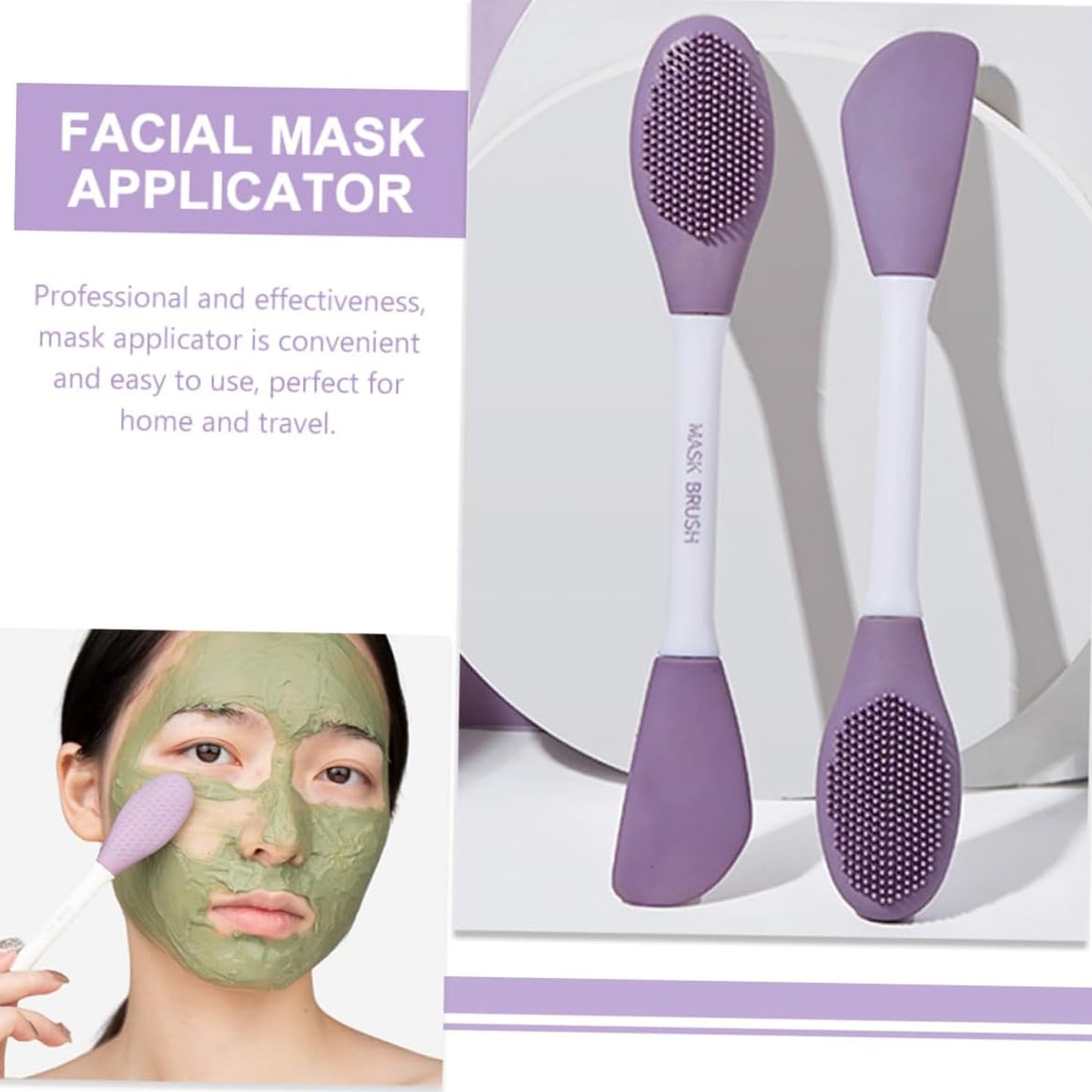 Double-Headed Silicone Face Mask Brush - Facial Cleansing & Application Tool