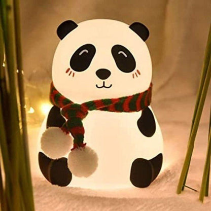 Cute Panda Night Light for Kids - 7 Color LED Touch Sensor Lamp | Soft Silicone Rechargeable Bedroom Light