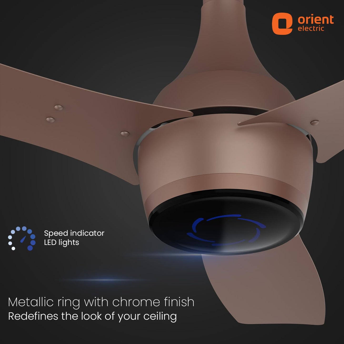 Orient Aeon VC Smart BLDC Ceiling Fan 1200mm | BEE 5★ Energy Efficient | IoT Enabled + Remote Control | 2-Way Rotation | 5 Year Warranty | Tangerine Brown