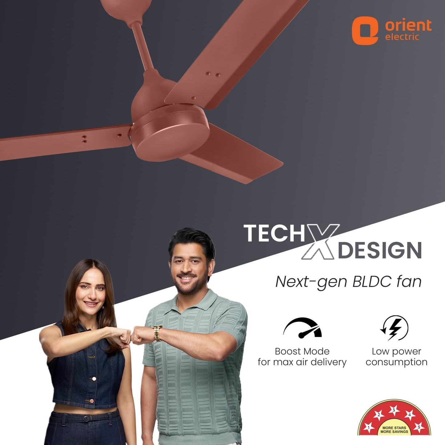 Orient Electric Newly launched 1200 mm Uno BLDC | BLDC energy saving ceiling fan with Remote |BEE 5-star rated | Saves up to 50% on electricity bills | 3-year warranty by Orient | Matt Brown