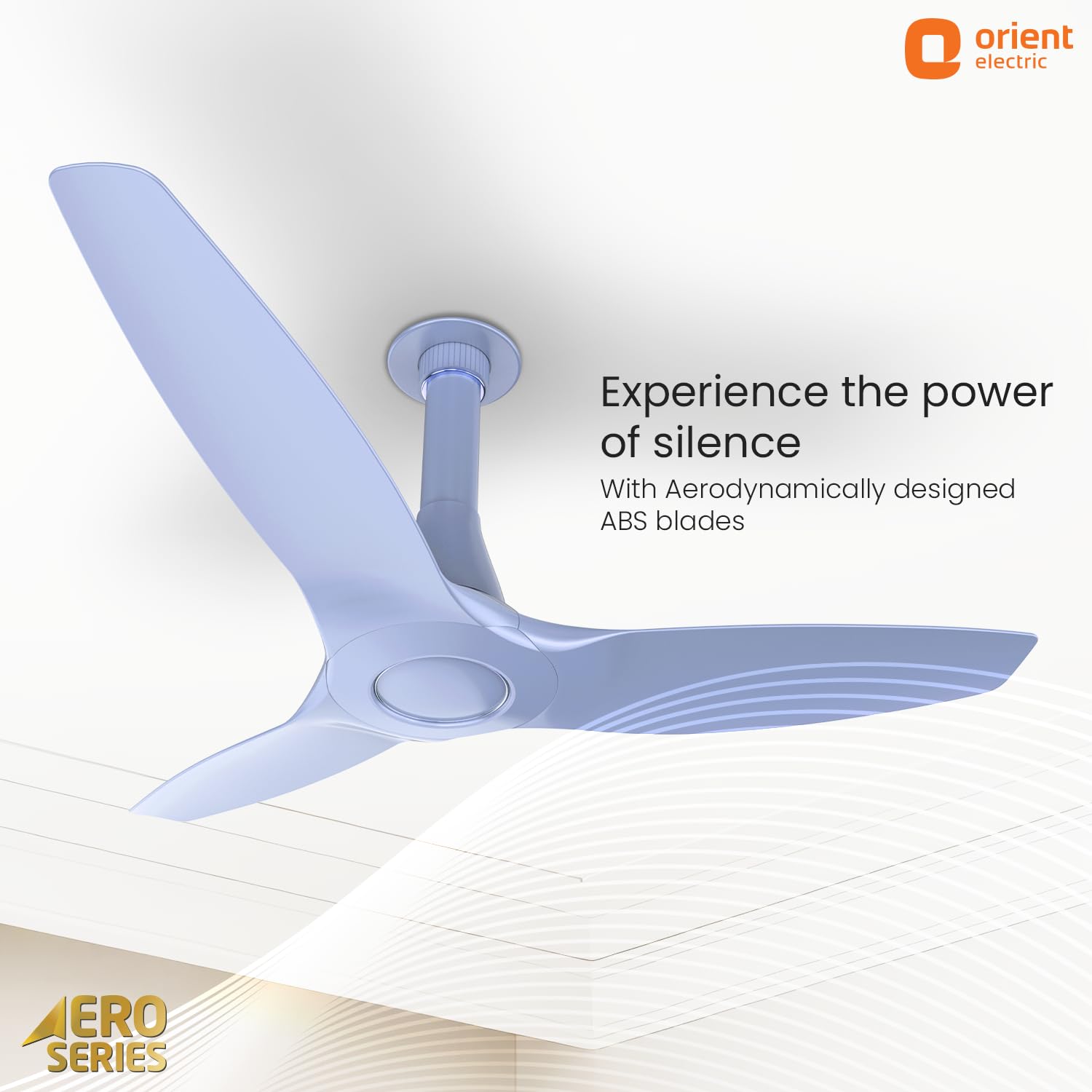 Orient Aeroquiet NEU 1230mm Premium Ceiling Fan | BEE 2★ Energy Efficient | Rust-Proof ABS Blades | 2 Year Warranty | Ice Blue