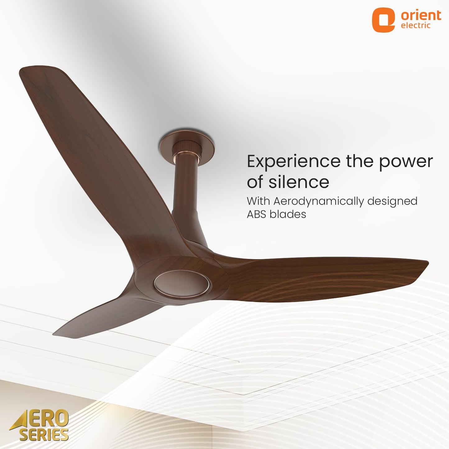 Orient Aeroquiet NEU 1230mm Premium Ceiling Fan | BEE 2★ Energy Efficient | Rust-Proof ABS Blades | 2 Year Warranty | Truffle Wood