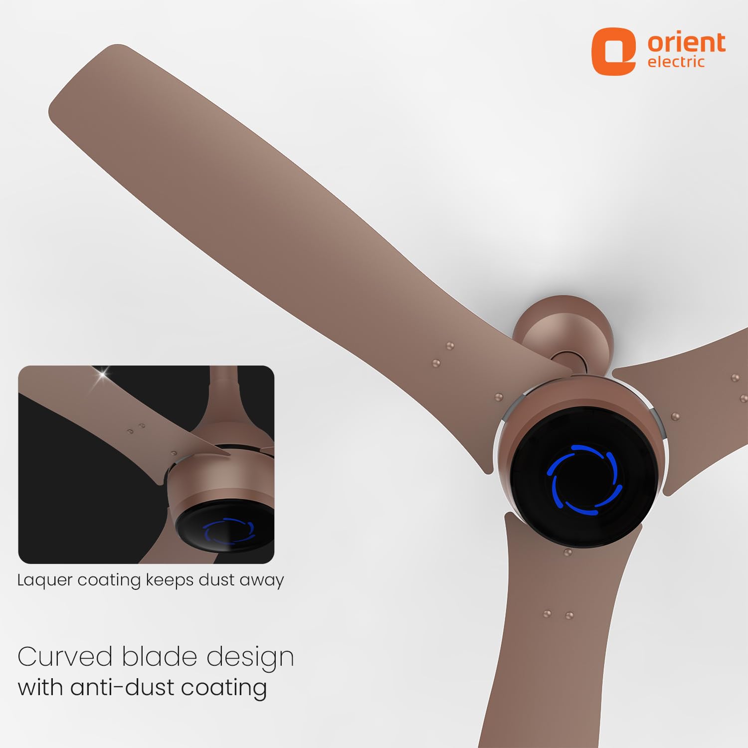 Orient Aeon VC Smart BLDC Ceiling Fan 1200mm | BEE 5★ Energy Efficient | IoT Enabled + Remote Control | 2-Way Rotation | 5 Year Warranty | Tangerine Brown
