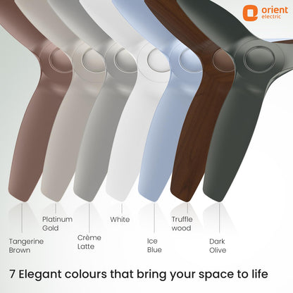 Orient Aeroquiet NEU 1230mm Premium Ceiling Fan | BEE 2★ Energy Efficient | Rust-Proof ABS Blades | 2 Year Warranty | Ice Blue