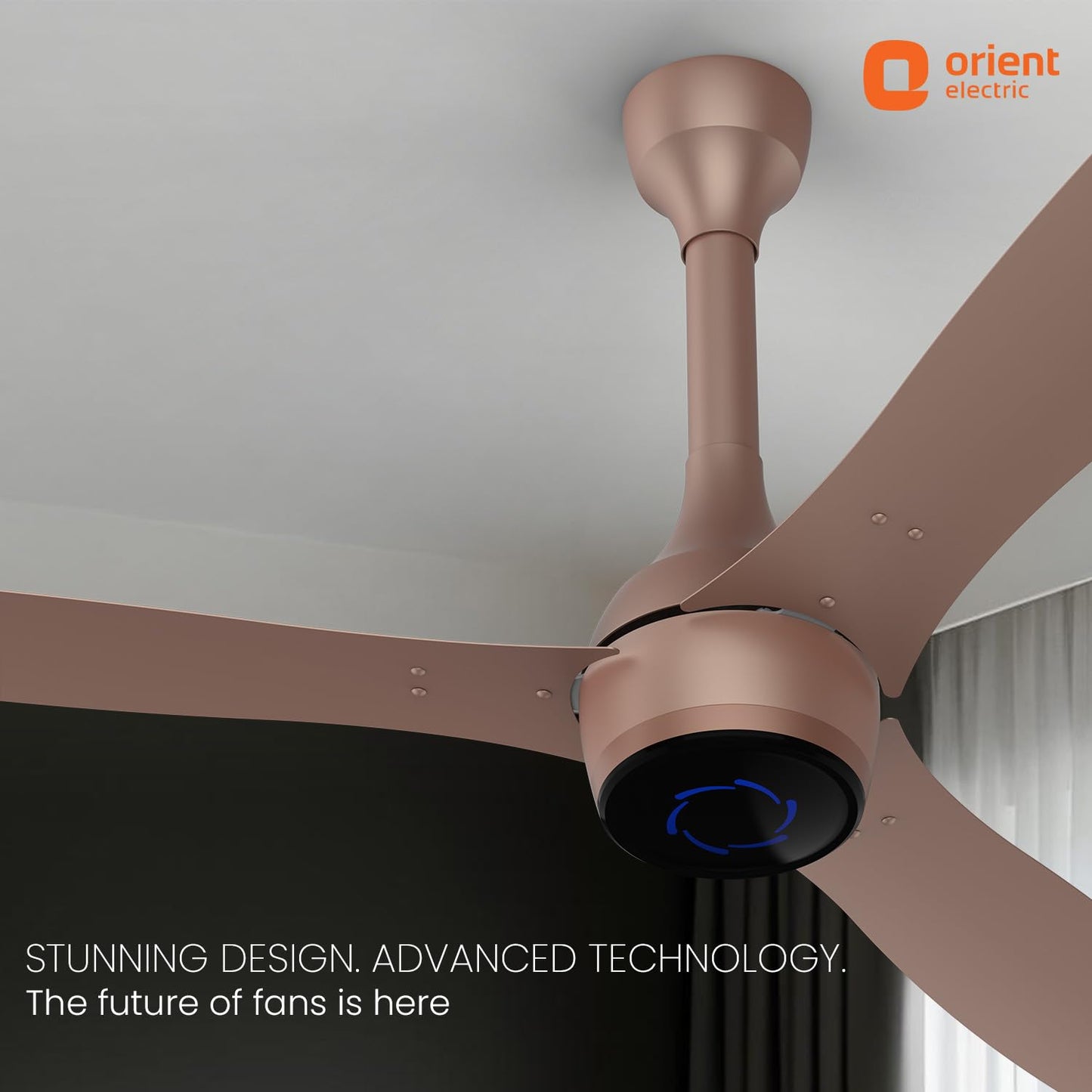 Orient Aeon VC Smart BLDC Ceiling Fan 1200mm | BEE 5★ Energy Efficient | IoT Enabled + Remote Control | 2-Way Rotation | 5 Year Warranty | Tangerine Brown