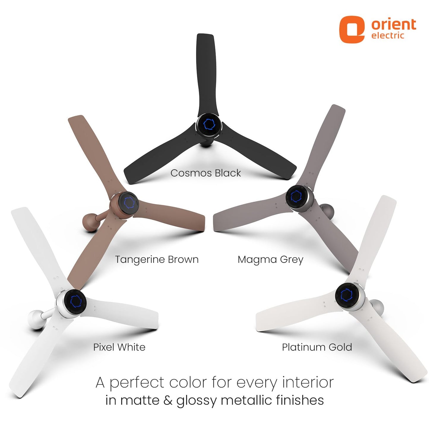 Orient Aeon VC Smart BLDC Ceiling Fan 1200mm | BEE 5★ Energy Efficient | IoT Enabled + Remote Control | 2-Way Rotation | 5 Year Warranty | Tangerine Brown
