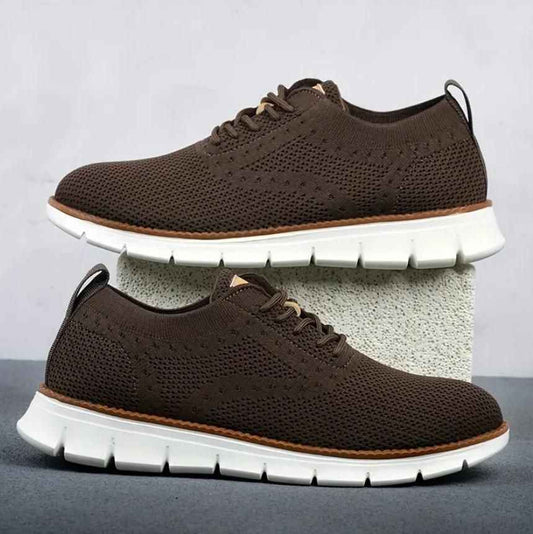 Men's Brown Mesh Casual Shoes - Lightweight Breathable Sneakers