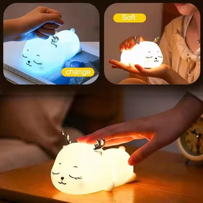 Silicone Nursery Night Light with Touch Control & Battery – Soft Glow LED Lamp for Kids